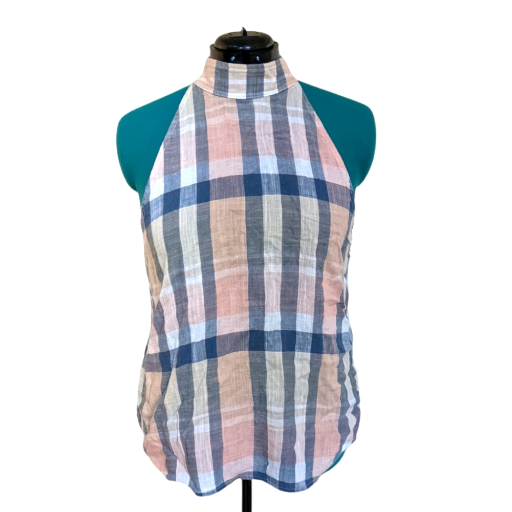 High neck sleeveless summer blouse